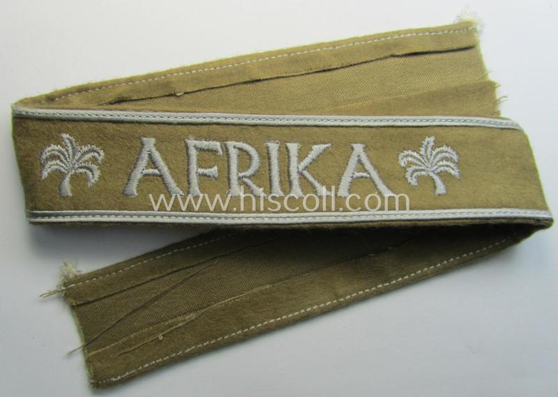 Superb - and simply never worn! - full-length WH cuff-title (ie. 'Ärmelstreifen') entitled: 'Afrika' being a full-length example that comes in an overall very nice- (ie. still 'virtually mint'!), condition