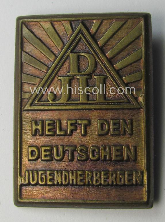 Neat - and scarcely encountered! - HJ- (Hitlerjugend-) (ie. DJH-) related day-badge (ie. 'tinnie' or: 'Veranstaltungsabzeichen') as was issued to promote the DHJ (ie. 'Deutschen Jugend Herbergen')
