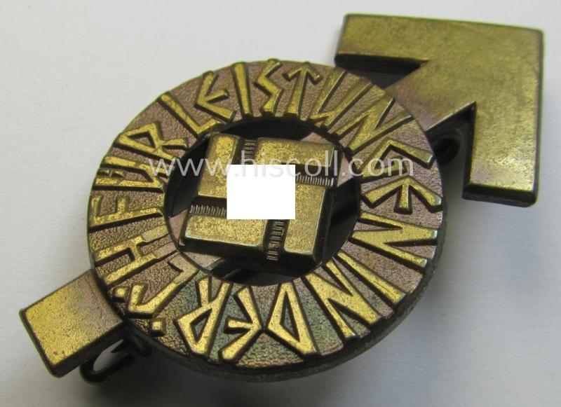 Attractive, HJ- (ie. 'Hitlerjugend'-) sports-badge (or: 'HJ-Leistungsrune') of the bronze-class being a clearly maker- (ie. 'RzM - M1/63'-) marked- and/or: 'Cupal'-based specimen that shows an engraved (unique) bearers'-numeral ('199465')