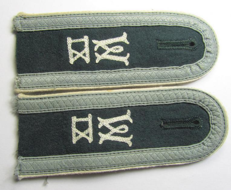 Fully matching pair of WH (Heeres), early- (ie. pre-) war-period 'M36'-pattern (ie. rounded-styled- and neatly 'cyphered') NCO-type shoulderstraps as was intended for an: 'Unteroffizier eines Wehrersatz-Dienstelle im Wehrkreis IX'