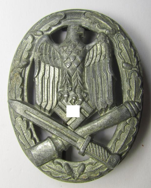 'Allgemeines Sturmabzeichen' (or: General Assault Badge ie. GAB), being an unmarked and zinc- (ie. 'Feinzink'-) based, hollow-back- (ie. so-called: 'deep-pan'-) variant-pattern as was produced by an unknown maker