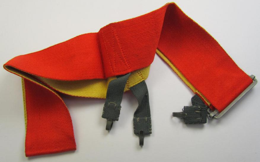 Bright-red- (ie. yellow-) coloured WH (Heeres, etc.) helmet-strap (ie. 'Helmband 36') being an example that is void of a makers'- ie. date-designation and that comes in an overall nice (and hardly used-), condition