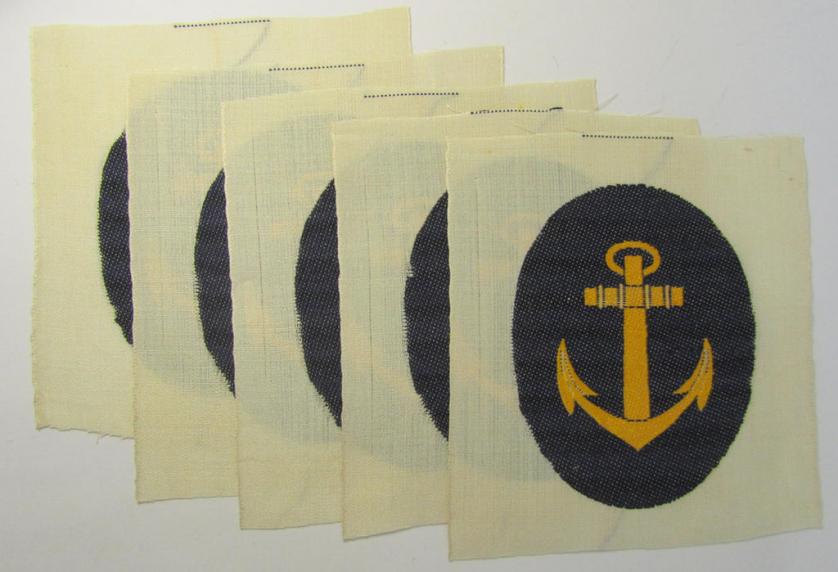 WH (Kriegsmarine) related sports'-shirt-patch (ie. 'Abzeichen für den Sportanzug für Mannschaften u. Unteroffiziere der Kriegsmarine') as was executed in the neat 'BeVo'-weave-pattern that comes in a 'virtually mint- ie. unissued', condition