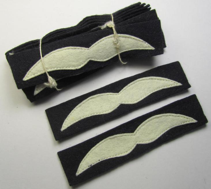 Attractive - and fully matching! - pair of WH (Luftwaffe) beige-coloured- and/or felt-woolen-based NCO-type rank-patches (aka 'moustaches') as was intended for usage by a non-commissioned officer with the rank of: 'Unteroffizier'