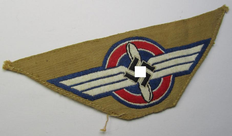 Attractive - and actually rarely seen! - HJ (ie. 'Hitlerjugend') pre-war- (ie. after 1938-) so-called: 'Ärmelabzeichen' (ie. arm-badge) that was intended for usage by a member who served within the so-called: 'Luftsportscharen'