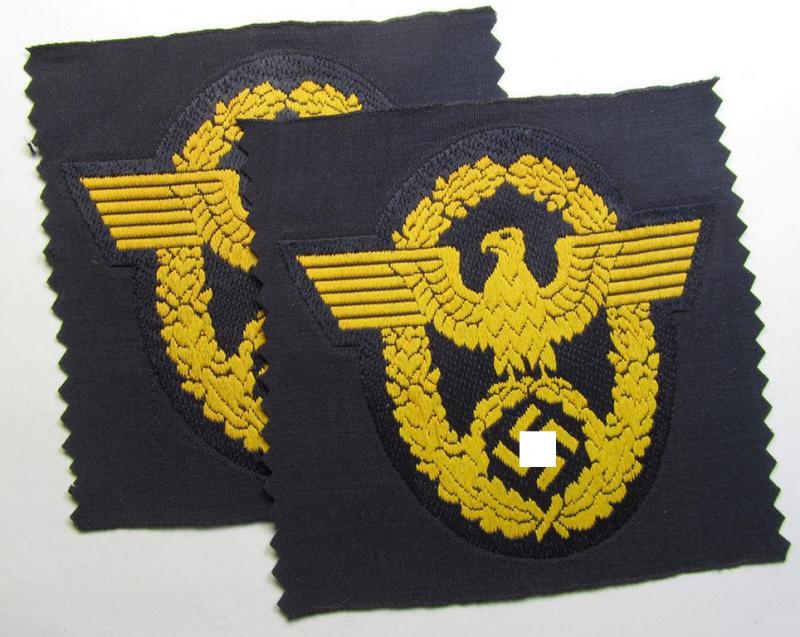 Attractive, golden-yellow-toned- (and/or neatly 'BeVo'-woven!) arm-eagle (ie. 'Wasserschützpolizei-Ärmeladler') as was intended for usage on the various, darker-blue-coloured: 'Wasserschützpolizei'-tunics