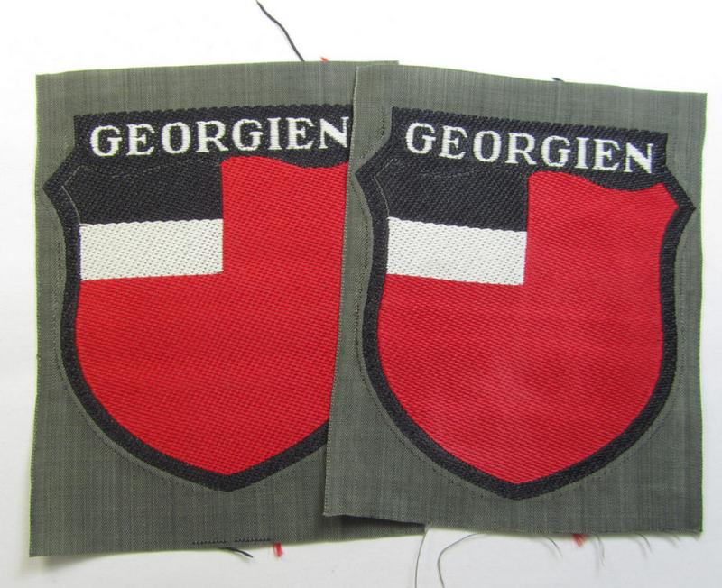 Superb, 'BeVo'-type armshield entitled: 'Georgien' (being a 'virtually mint- ie. unissued' example as intended for a volunteer who served within the 'Deutsche Wehrmacht' ie. within the 'Georgisches Legion')