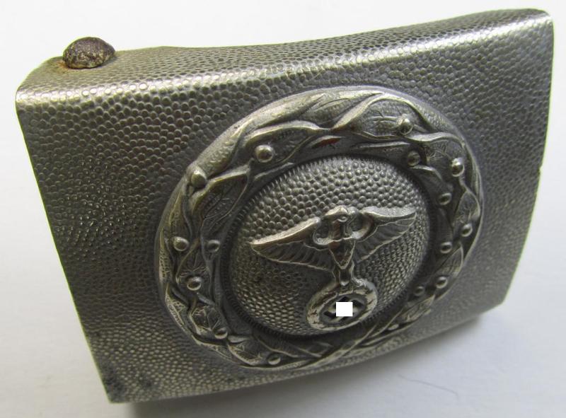 Attractive - and actually scarcely encountered! - example of an early- (ie. '1935'-) pattern so-called: 'DLV' (ie. 'Deutscher Luftsport Verbandes') metal- (ie. nickle-chrome-) based belt-buckle that comes in a moderately used- ie. worn-, condition