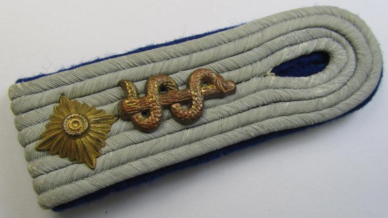 Neat - albeit regrettably single - neatly 'cyphered', WH (Heeres) officers'-pattern shoulderboard as was intended for usage by an: 'Oberleutnant eines Sanitäts-Abts.'