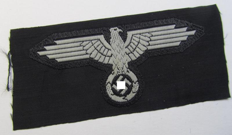 Superb, mid- (ie. later-) war-pattern 'Waffen-SS'-type so-called: 'BeVo'-pattern, EM- (ie. NCO-) type side-cap eagle that comes in a never used- (ie. unconfectioned and/or  'virtually mint- ie. unissued'-), condition