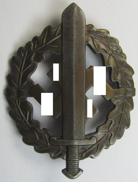Early- (ie. pre-) war-period 'SA Sportabzeichen in Bronze' being a nicely maker- (ie. 'E. Schneider'-) marked example that bears a unique, stamped bearers'-number that reads: '379862' on its back
