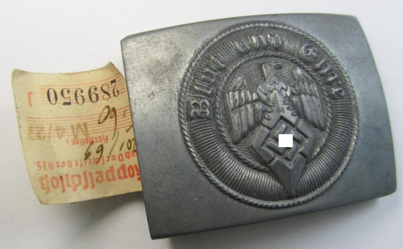 Stunning - and actually rarely encountered! - 'HJ- o. Hitlerjugend'-belt-buckle being a clearly maker- (ie. 'RzM M4/27'-) marked example (with period-attached 'RZM'-etiket!) that comes in an overall wonderful- (ie. 'virtually mint'!-), condition