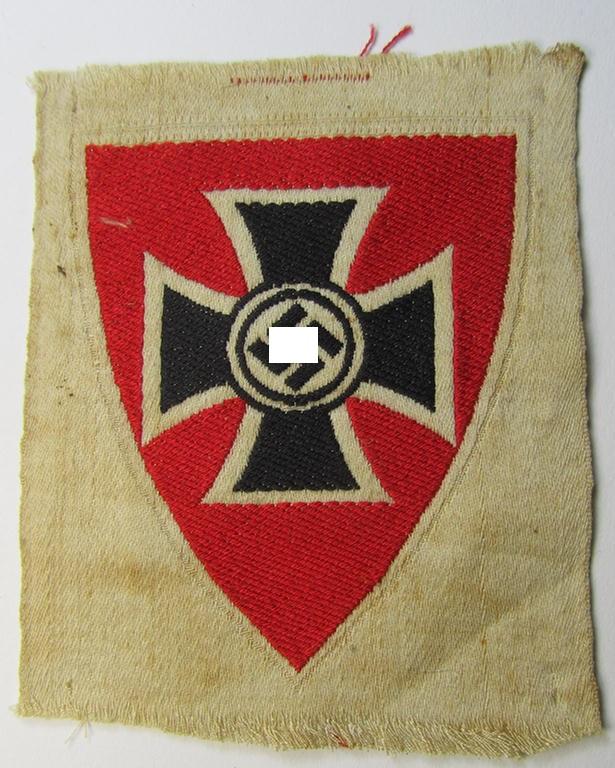 Colourful - and never used- nor worn! - 'Nationalsocialistischer Reichskriegerbund'- (ie. 'N.S.R.K.B.'-) related, so-called: 'Ärmelabzeichen' as executed in the BeVo-weave-pattern