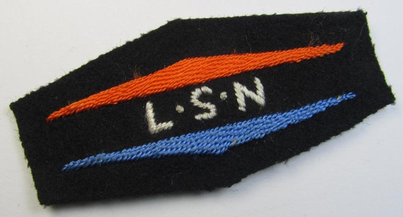 Superb - and with certainty Dutch-produced! - example of a later-war-pattern and neatly hand-embroidered arm-badge (ie. arm-shield) as was intended for members serving within the: 'SS-Frw.Brig.' “Landstorm Nederland“