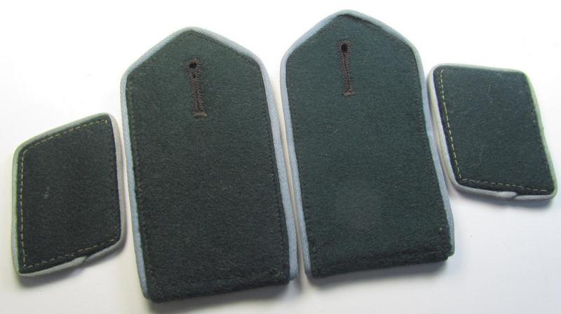 Superb, 4-pieced insignia-grouping comprising of a (matching!) pair of EM- (ie. NCO-) type 'Ostvölker'-related shoulderstraps and dito collar-tabs as was intended for usage by a: 'Turkistanischer'-volunteer