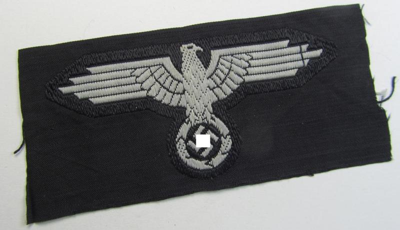 Superb, mid- (ie. later-) war-pattern 'Waffen-SS'-type so-called: 'BeVo'-pattern, EM- (ie. NCO-) type side-cap eagle that comes in a never used- (ie. unconfectioned and 'virtually mint- ie. unissued'-), condition