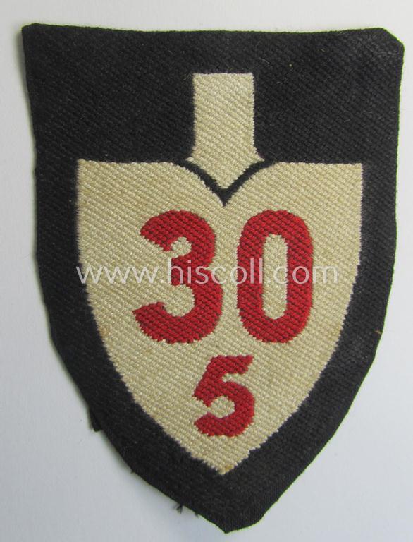 Clearly worn, 'BeVo'-woven enlisted-mens'- (ie. NCOs'-) pattern, so-called: RAD (ie. 'Reichsarbeitsdienst') sleeve-badge (or: 'Dienststellenabzeichen') bearing the specialist- ie. unit-designation: '30/5'