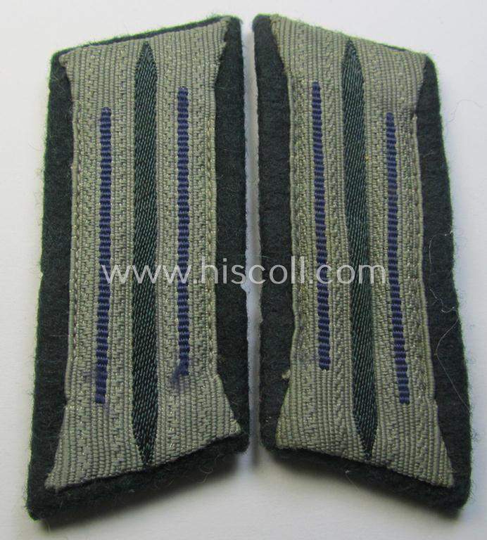 Fully matching pair of pre- (ie. early-war-) period WH (Heeres) 'M36' (ie. 'M40'-) type collar-patches (ie. 'Einheitskragenspiegel') as piped in the darker-blue-coloured branchcolour as intended for usage by a: 'Soldat der Sanitäts-Truppen'