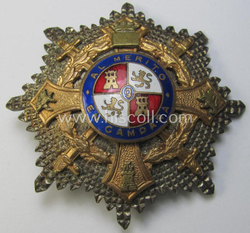 Superb - high-quality and Spanish-issued- ie. Spanish Civil-War-related - commemorative breast-star (ie. 'Bruststern') called: 'Al Merito en Campaña' that comes in a wonderful and hardly used ie. worn, condition