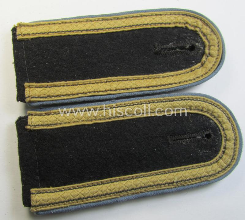 Attractive - and fully matching! - pair of Waffen-SS NCO-type- (ie. 'tropical-styled') shoulderstraps as was intended for usage by an: 'Unterscharführer' who served within the: 'Waffen-SS Nachshub-Truppen' (or: transport-troops)