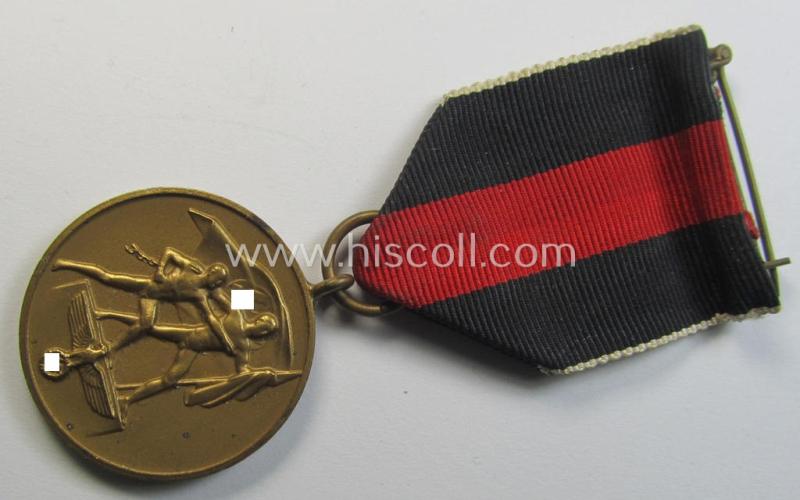 Attractive, WH Czech-occupation- (ie. 'Anschluss'-) medal: '1. Oktober 1938' being a neat (albeit minimally tarnished) example that came as issued and/or recently found