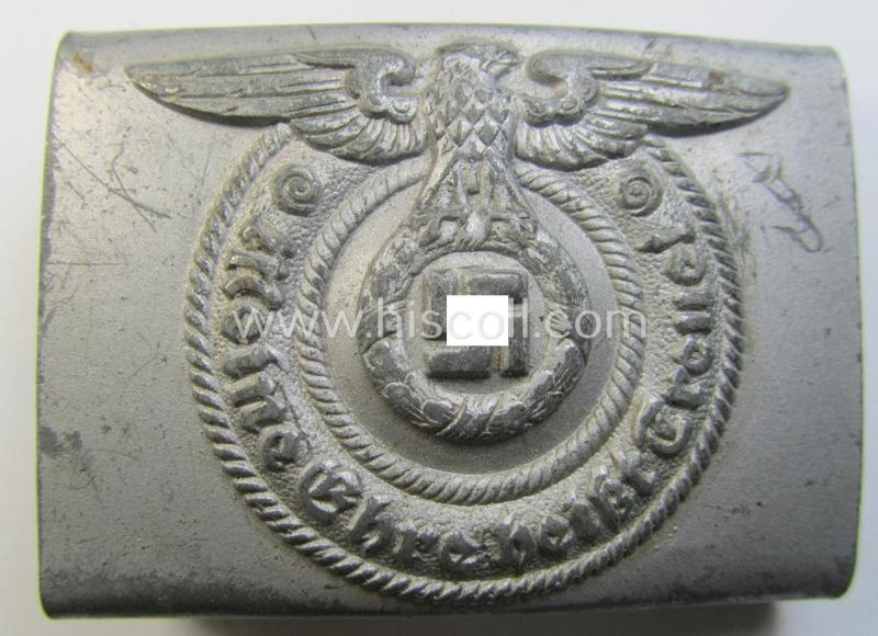 Superb, Waffen-SS enlisted-mens'- (ie. NCO-) type belt-buckle (being a typical, unmarked and typical steel-based: 'Overhoff & Cie'-example) that comes in a surely issued- and/or just minimally used- ie. worn, condition