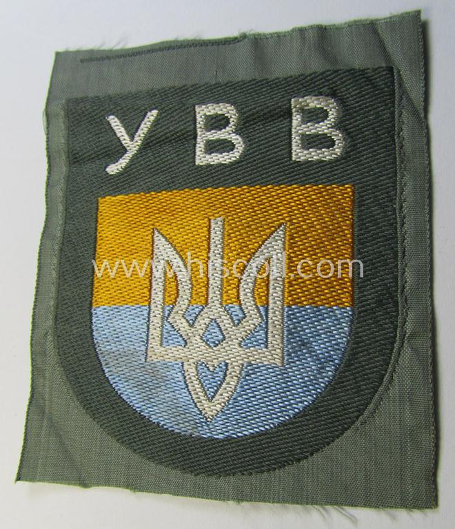 Attractive, 'BeVo'-type armshield entitled: 'YBB' (being a 'virtually mint- ie. unissued' example piece as intended for a volunteer who served within the 'Deutsche Wehrmacht' ie. within the 'Ukrainisches Legion')