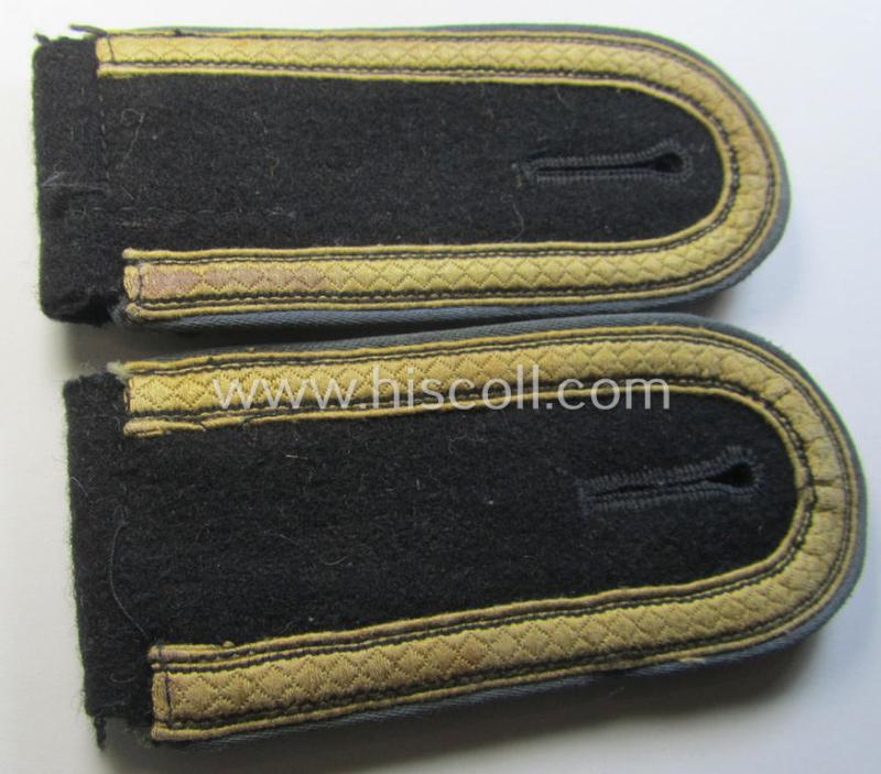 Attractive - and fully matching! - pair of Waffen-SS NCO-type- (ie. 'tropical-styled') shoulderstraps as was intended for usage by an: 'Unterscharführer' who served within the: 'Waffen-SS Nachschub-Truppen' (or: Waffen-SS transport-troops)