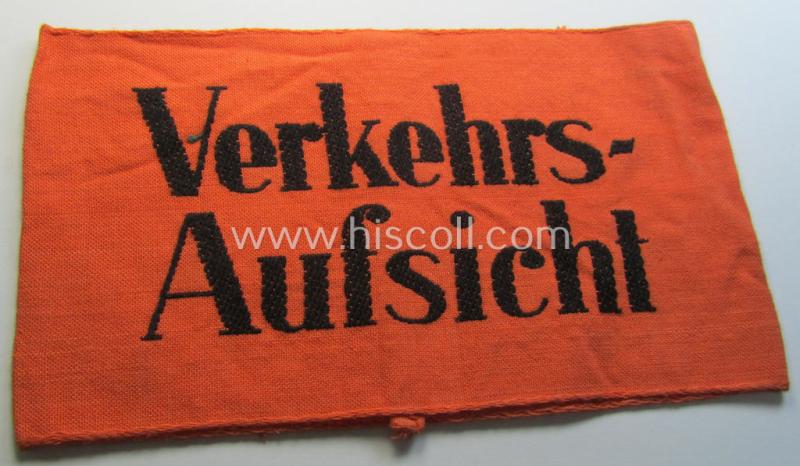 Attractive - and rarely seen! - example of a WH (Heeres) related armband (ie. 'Armbinde') entitled: 'Verkehrs-Aufsicht' (being of the 'entirely-woven'-type in a technique similar to the 'BeVo'-weave pattern)