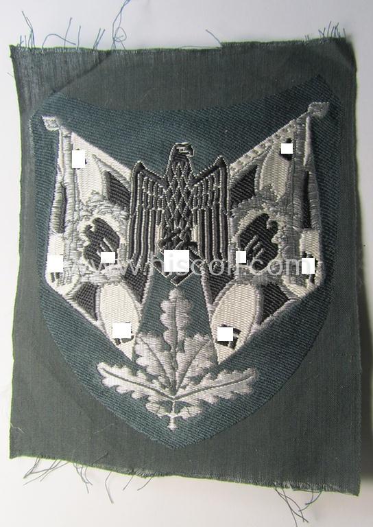 Superb - and scarcely encountered! - WH (Heeres) flat-wire- (ie. 'BeVo'-) woven 'Ärmelabzeichen für Fahnenträger des Heeres' as was intended for a soldier (ie. NCO) serving within an: 'Infanterie'-unit