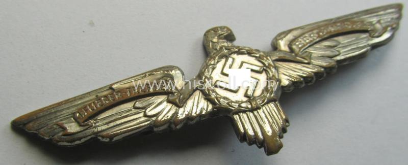 Superb - and truly scarcely found! - commemorative, silverish-toned- and typical tin-based - 'Flieger'-related 'tinnie' depicting an eagle-device with swastika and text (ie. date) that reads: '1. Flieger-Treffen - Berlin 1934'