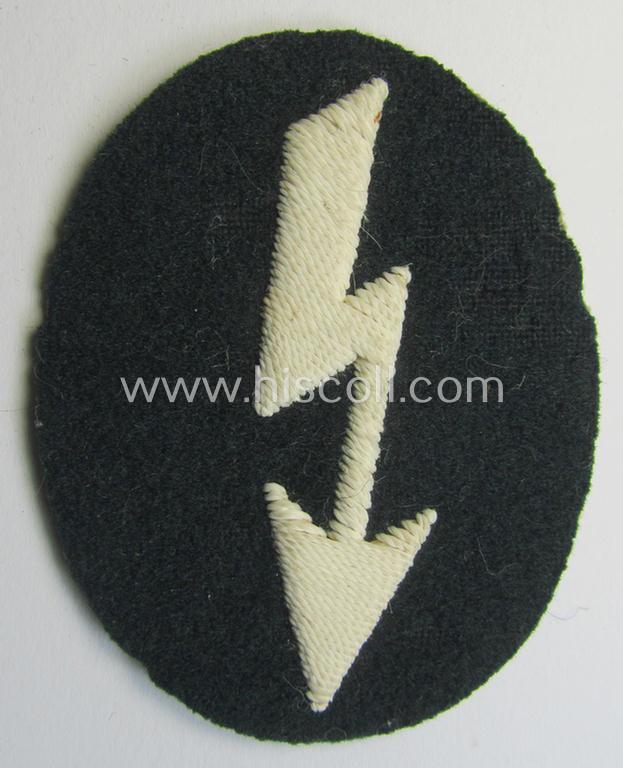 WH (Heeres) trade- and/or special career insignia ie. hand-embroidered signal-blitz (being a neatly maker- (ie. 'D.u.H.'-) marked example as executed in white) as was intended for a soldier serving within the: 'Infanterie-Truppen'