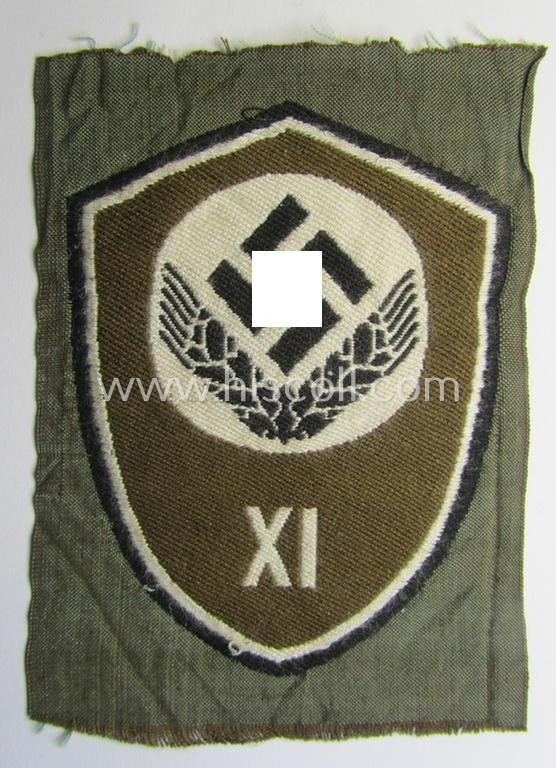 Attractive - and scarcely encountered! - female-related, enlisted- (ie. NCO-) pattern so-called: 'RADwJ'-sleeve-badge (ie. 'Ärmelabzeichen des Reichsarbeitsdienst der weiblichen Jugend') as was executed in the neat 'BeVo'-woven-pattern