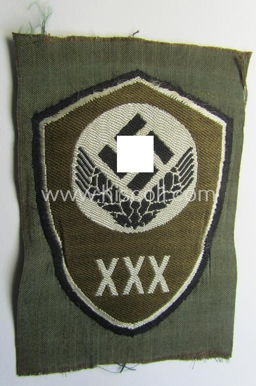 Attractive - and scarcely encountered! - female-related, enlisted- (ie. NCO-) pattern so-called: 'RADwJ'-sleeve-badge (ie. 'Ärmelabzeichen des Reichsarbeitsdienst der weiblichen Jugend') as was executed in the neat 'BeVo'-woven-pattern