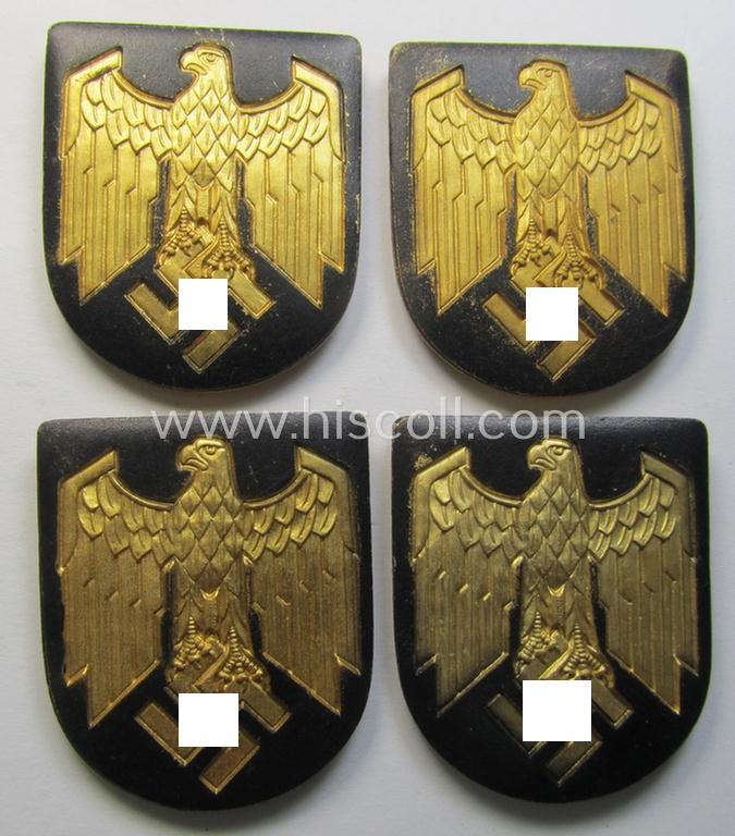 Superb, WH (KM) tropical- (ie. 'DAK'- or: 'Deutsches Afrikakorps'-) related- and/or zinc-based, eagle-'pith-helmet'-shield being a maker- (ie. 'G.B.-41'-) marked example that comes in a very nice- (ie. 'virtually mint- ie. unissued'-), condition