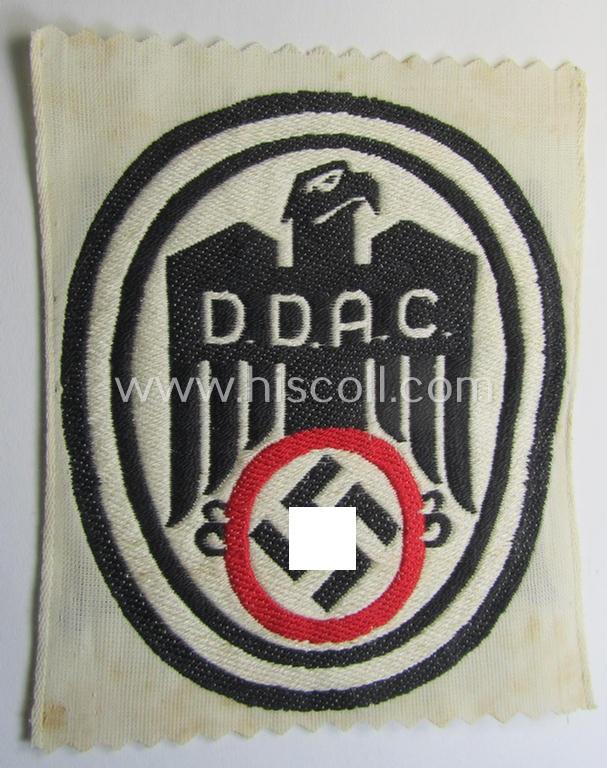 Unusually seen - somewhat smaller-sized! - so-called: D.D.A.C. (ie. 'Der Deutsche Automobil Club'-) related multi-coloured eagle-device as executed in 'BeVo'-weave pattern (that comes in a 'virtually mint- ie. unissued' condition)