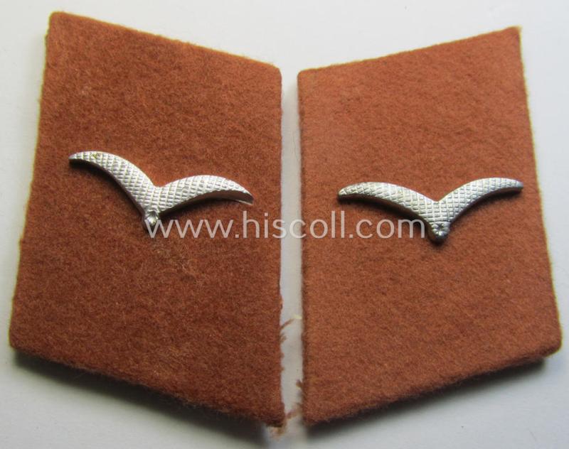 Fully matching pair of WH (Luftwaffe) rust-brown-coloured, EM- (ie. NCO-) type collar-patches (ie. 'Kragenspiegel') as was intended for usage by a member within a: 'LW-Nachrichten' (ie. signals-) regiment or unit