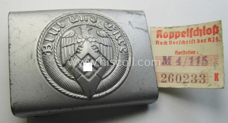 Super,  'HJ- o. Hitlerjugend'-belt-buckle being a steel-based, neatly maker- (ie. 'RzM M5/276'-) marked example (with period-attached 'RZM - M4/115'-etiket!) that comes in an overall wonderful- (ie. 'virtually mint'-), condition