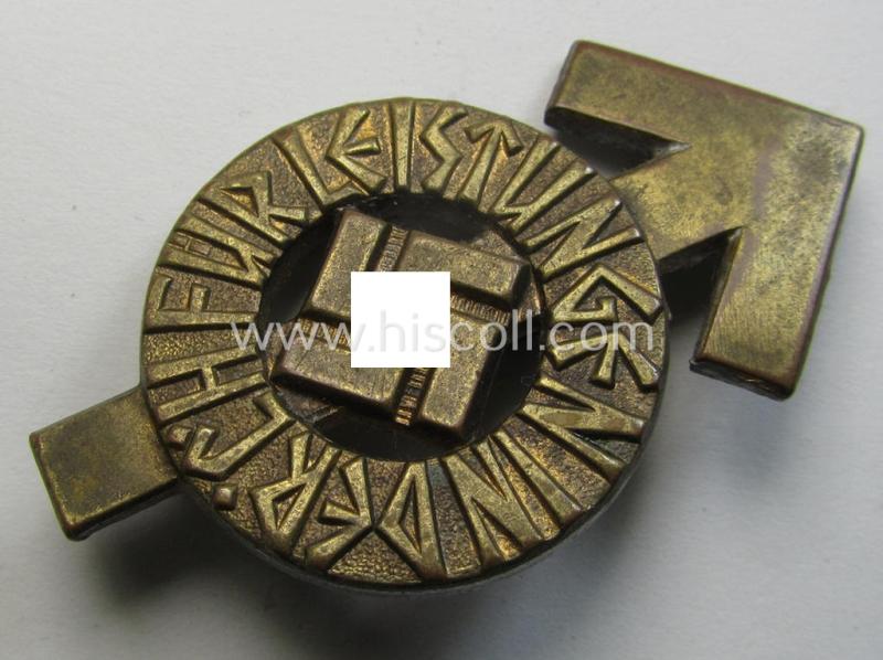 Attractive, HJ- (ie. 'Hitlerjugend'-) sports-badge (or: 'HJ-Leistungsrune') of the bronze-class being a clearly maker- (ie. 'RzM - M1/63'-) marked- and/or: 'Cupal'-based specimen that shows an engraved (unique) bearers'-numeral ('224365')