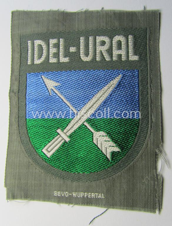 Multi-coloured- and/or 'BeVo'-woven armshield (ie. 'Ärmelschild') entitled: 'Idel-Ural' as was intended for usage by a volunteer serving within the 'Volga-Tartar Legion') and that comes in a 'virtually mint- ie. unissued', condition