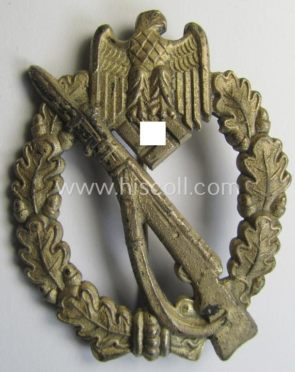 Attractive - and scarcely encountered! - WH (Heeres- ie. Waffen-SS) 'Infanterie-Sturmabzeichen in Silber' (or: silver-class IAB) being a neatly maker- (ie.'JFS'-) marked example that comes in a truly issued- ie. moderately worn, condition