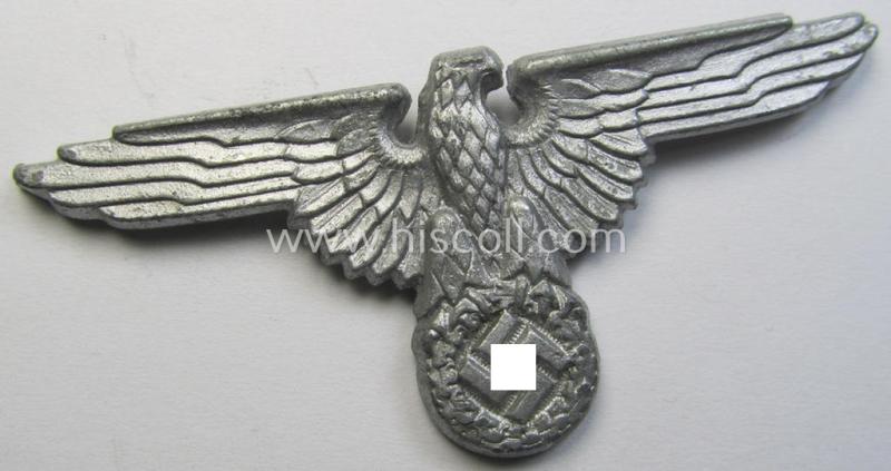 Superb - and nowadays rarely encountered! - 'Waffen-SS' visor-cap eagle-device (ie. 'Adler für Schirmmütze') being a detailed- and/or maker- (ie. 'RzM M1/167'-) marked example as was executed in silver-coloured zinc-based metal (ie. 'Feinzink')