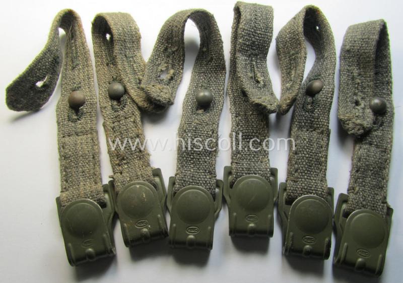 Neat - and not that easily encountered! - replacement carrying-strap (ie. 'Tragelasche für Gasmaskenbuchse') as was specifically intended for usage on the German WWII-period gas-mask-cannisters being a non-maker-marked example