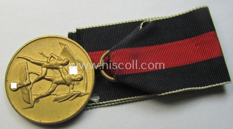 Attractive, WH Czech-occupation- (ie. 'Anschluss'-) medal: '1. Oktober 1938' being a neat (albeit minimally tarnished) example that comes mounted onto its period ribbon as issued and/or recently found