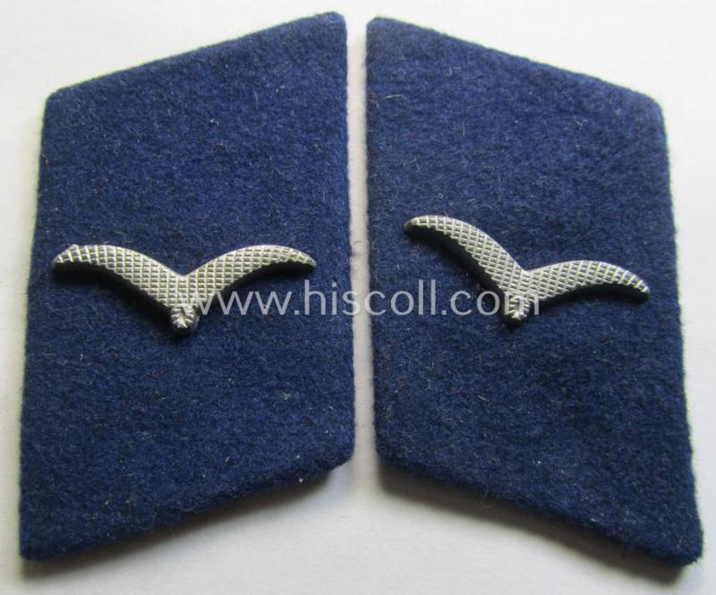 Neat - and fully matching! - pair of WH (Luftwaffe) darker-blue-coloured, EM- (ie. NCO-) type collar-patches (ie. 'Kragenspiegel') as was intended for usage by a member within a: 'LW-Sanitäter'-regiment ie. unit