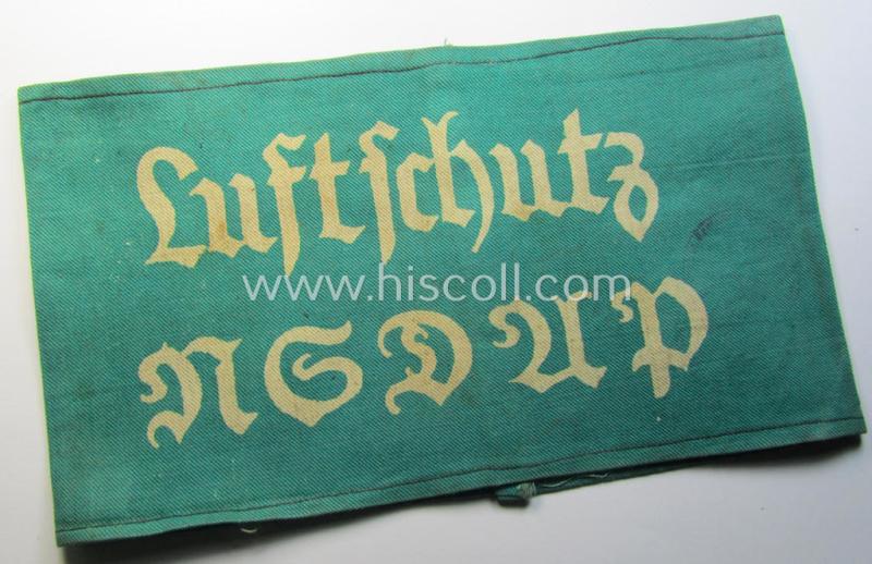 Superb - and most certainly rarely seen! - 'N.S.D.A.P.'- (ie. 'Luftschutz'-) related armband (ie. 'Armbinde') being of the 'entirely printed'-type showing a swastika and text: 'Luftschutz NSDAP'