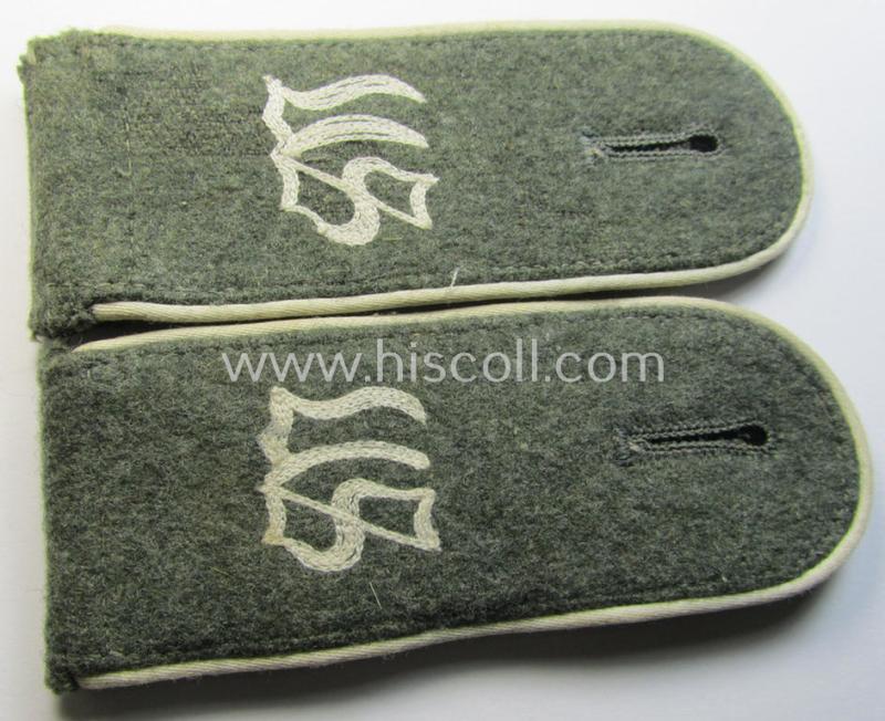 Superb - rarely found and/or fully matching! - pair of WH (Heeres), early- (ie. mid-) war-period (ie. 'M40'- ie. 'M43'-pattern) EM-type 'cyphered' shoulderstraps for a: 'Soldat der Infanterie-Truppen u. Mitglied einer Unteroffiziersschule'