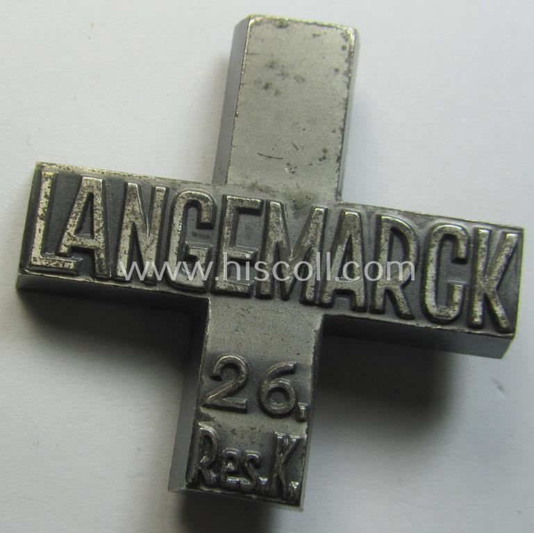 Attractive - and actually scarcely found! - silver-toned- (and typical 'Buntmetall'-based) so-called: 'Langemarck-Kreuz des 26. Reserve-Korps' being a very nicely preserved example that comes in a wonderful condition