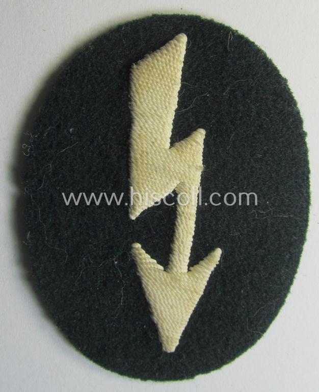 WH (Heeres) trade- and/or special career insignia ie. hand-embroidered signal-blitz (being a neatly maker-marked example as executed in white) as was intended for a soldier serving within the: 'Infanterie-Truppen'