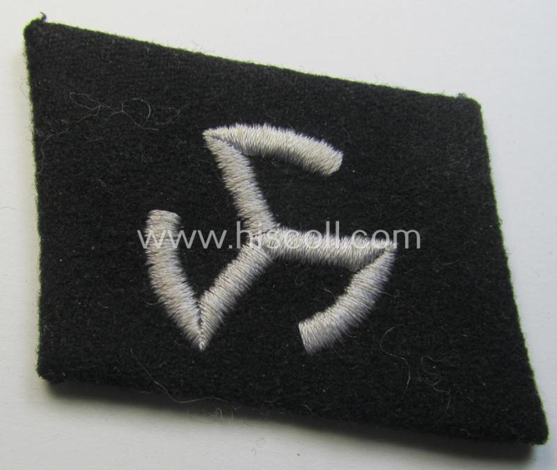 Attractive, Waffen-SS - so-called: 'RzM-styled' - enlisted-mens'- ie. NCO-type collar-tab as was intended for usage by soldiers (ie. NCOs) of the: '27. SS Freiwilligen Grenadier Division Langemarck' (o. 'flämische Nr.1')